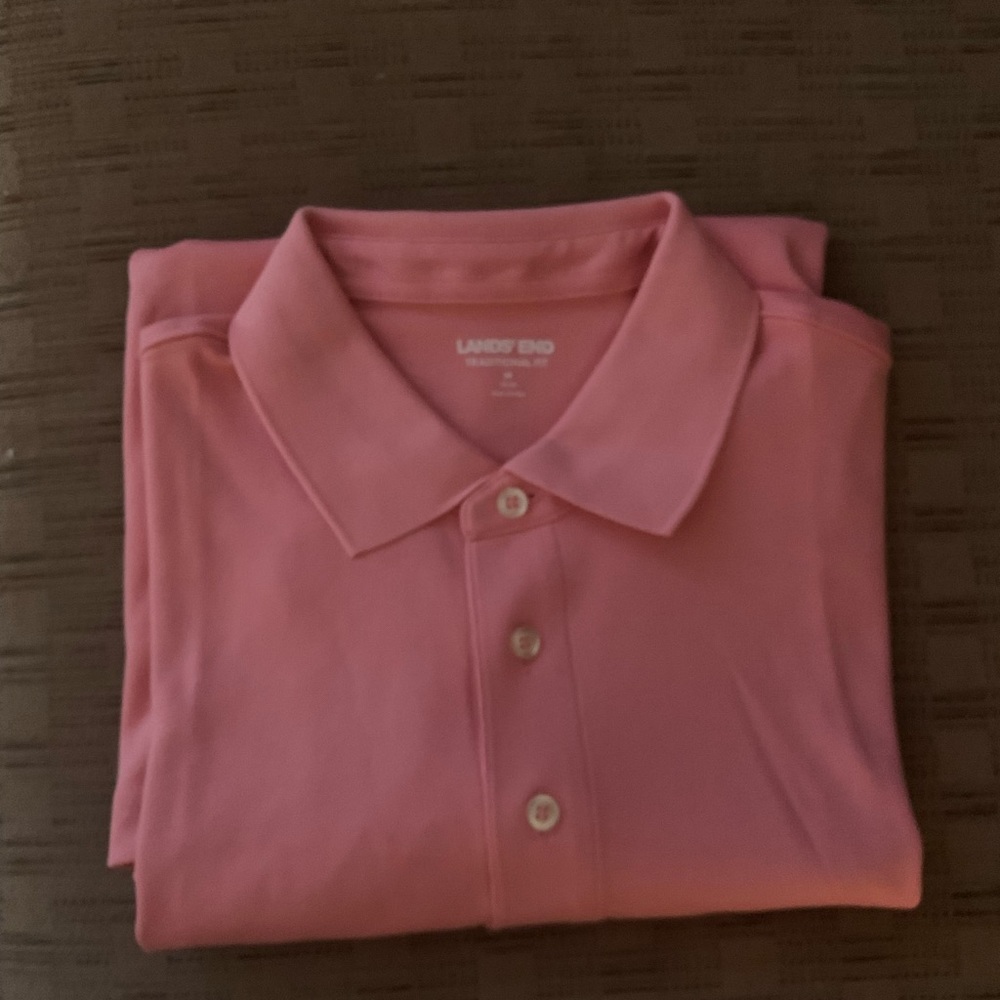 NEW-LANDS END-Men’s Polo, salt washed pink